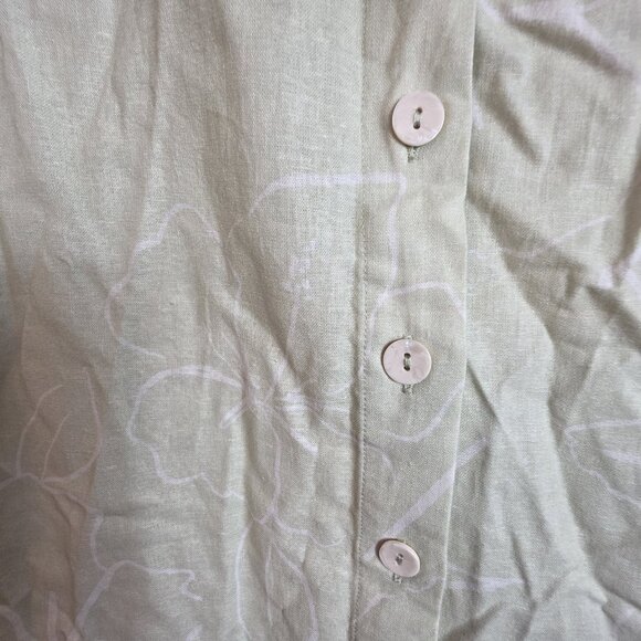 🔴 Charlie Holiday Shirt Linen Blend Womens Small Green Casual Oversized Floral - Picture 7 of 16